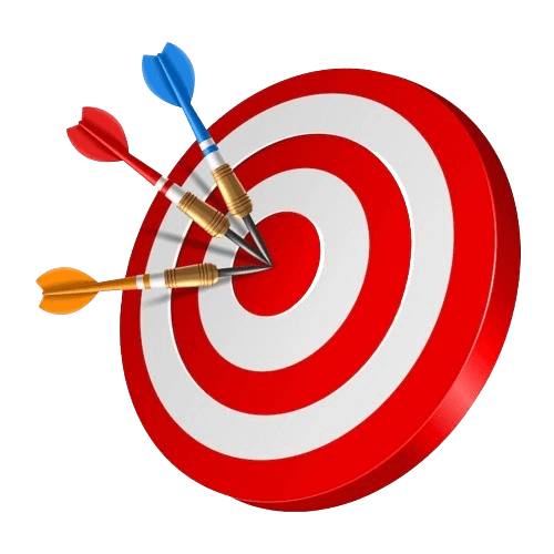 A red target with a heart and arrows, representing the Goodrich mission of hitting the mark with precision.